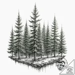 Tattoo sketch, pixelated pine forest, a seren… – tattoo sketch (№1752441846_0, 13.07.2025 21:24) — tattoovalue.net