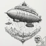 Tattoo sketch, zeppelin fleet, aurora-lit ski… – tattoo sketch (№1752442269_0, 13.07.2025 21:31) — tattoovalue.net