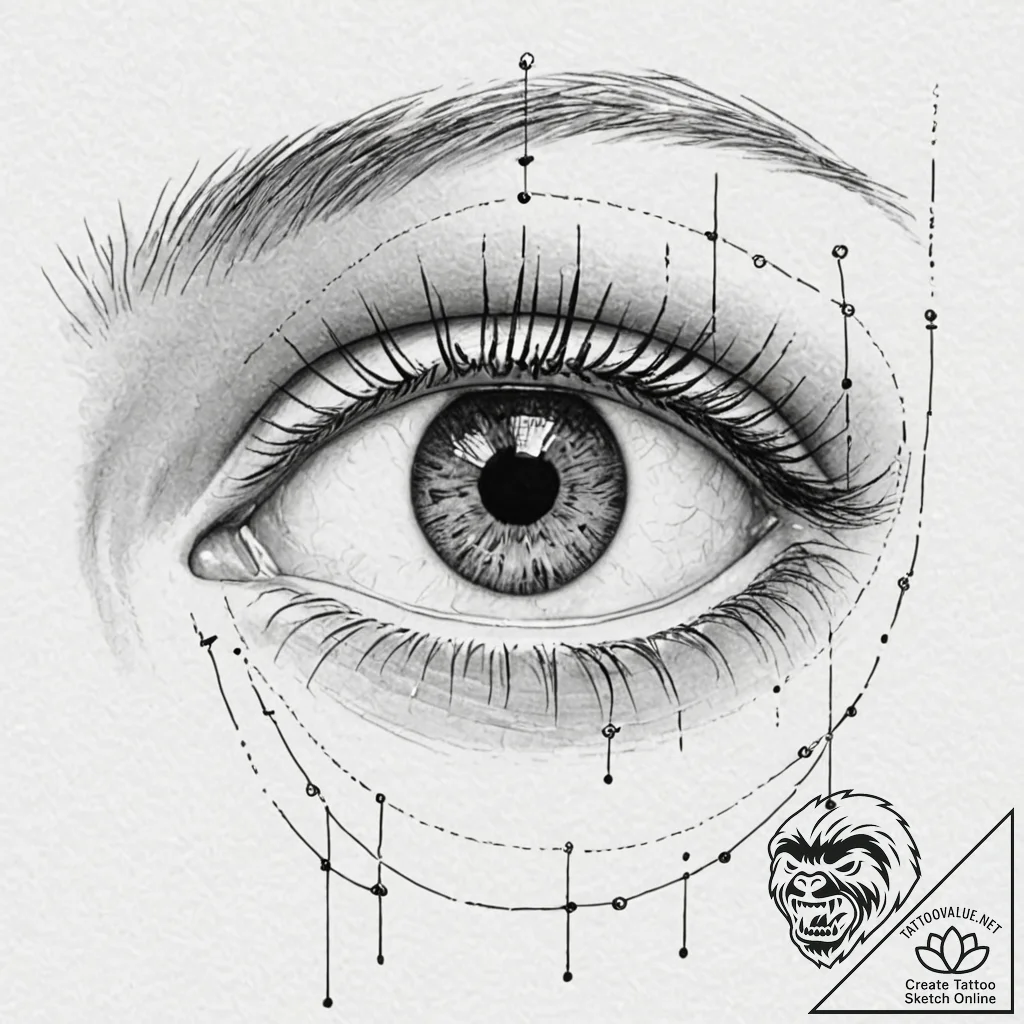 Tattoo sketch, interrogator's gaze, data read... - tattoo sketch (№1752442440_0, 13.07.2025 21:34) — tattoovalue.net