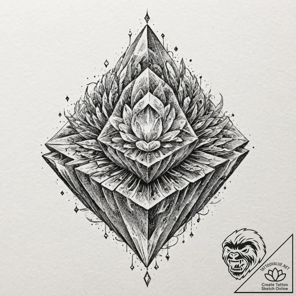 Tattoo sketch, glowing crystal data drive, a... - tattoo sketch (№1752442609_0, 13.07.2025 21:36) — tattoovalue.net