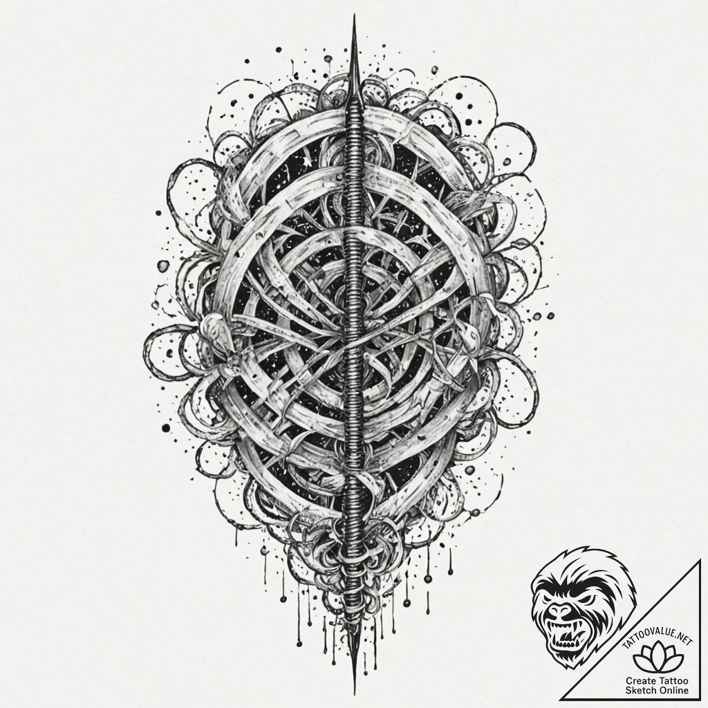 Tattoo sketch, zipper of reality, a stylized,... - tattoo sketch (№1752442695_0, 13.07.2025 21:38) — tattoovalue.net