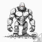 Tattoo sketch, glitch art golem, a massive, p… – tattoo sketch (№1752442778_0, 13.07.2025 21:39) — tattoovalue.net