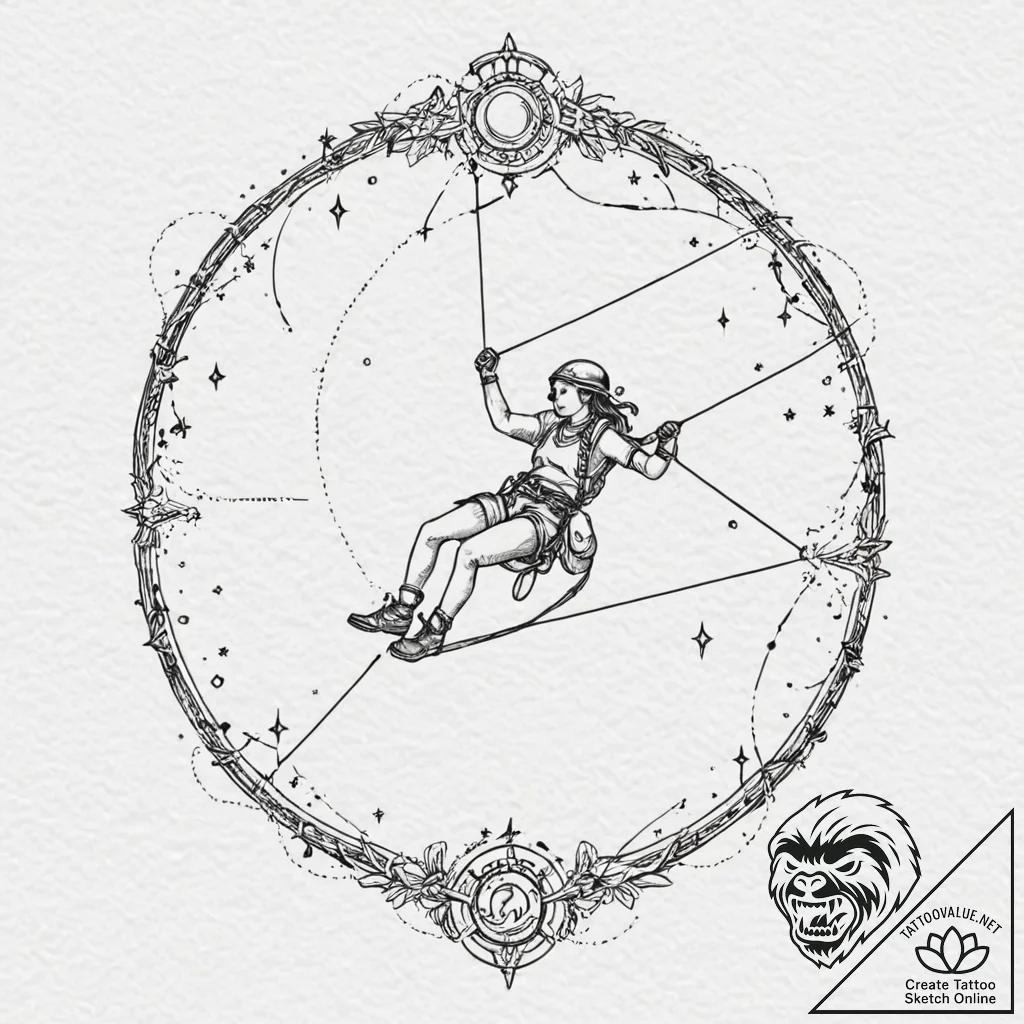 Tattoo sketch, zodiac constellation zipline,... - tattoo sketch (№1752443196_0, 13.07.2025 21:46) — tattoovalue.net