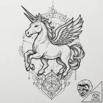 Tattoo sketch, blueprint of a mythical creatu… – tattoo sketch (№1752443533_0, 13.07.2025 21:52) — tattoovalue.net