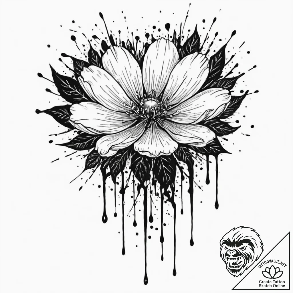 Tattoo sketch, acid rain falling on a single,... - tattoo sketch (№1752444123_0, 13.07.2025 22:02) — tattoovalue.net