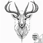 Tattoo sketch, an antelope with its horns mad… – tattoo sketch (№1752444459_0, 13.07.2025 22:07) — tattoovalue.net