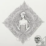 Tattoo sketch, urban myth weaver, a stylized… – tattoo sketch (№1752444627_0, 13.07.2025 22:10) — tattoovalue.net