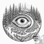 Tattoo sketch, divergent dimensions, a single… – tattoo sketch (№1752445133_0, 13.07.2025 22:18) — tattoovalue.net
