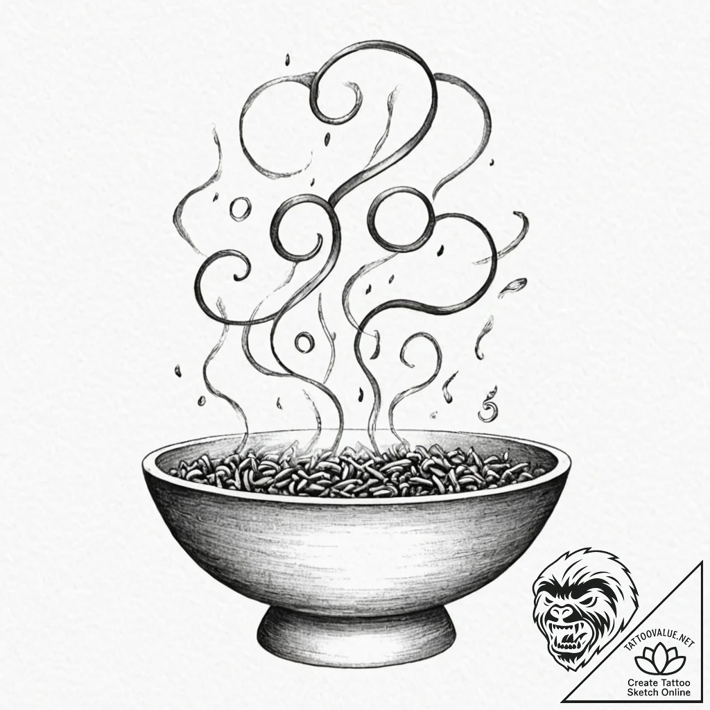 Tattoo sketch, offering bowl, data incense, a... - tattoo sketch (№1752445895_0, 13.07.2025 22:31) — tattoovalue.net