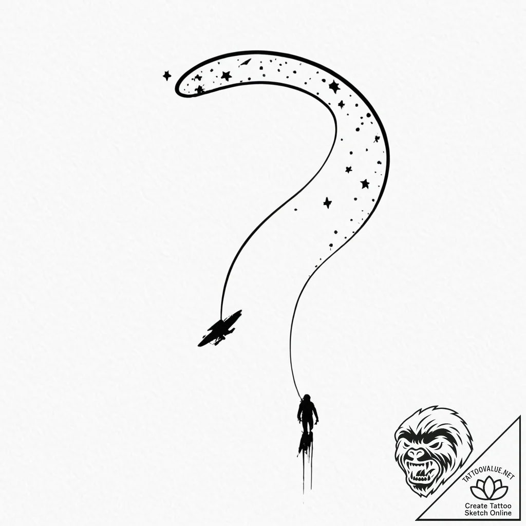 Tattoo sketch, tethered comet rider, a lone f... - tattoo sketch (№1752446306_0, 13.07.2025 22:38) — tattoovalue.net