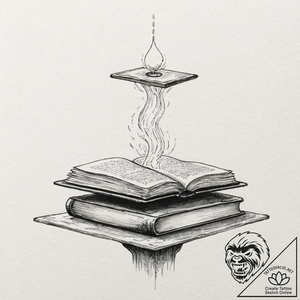 Tattoo sketch, levitation of wisdom, a glowin... - tattoo sketch (№1752446891_0, 13.07.2025 22:48) — tattoovalue.net