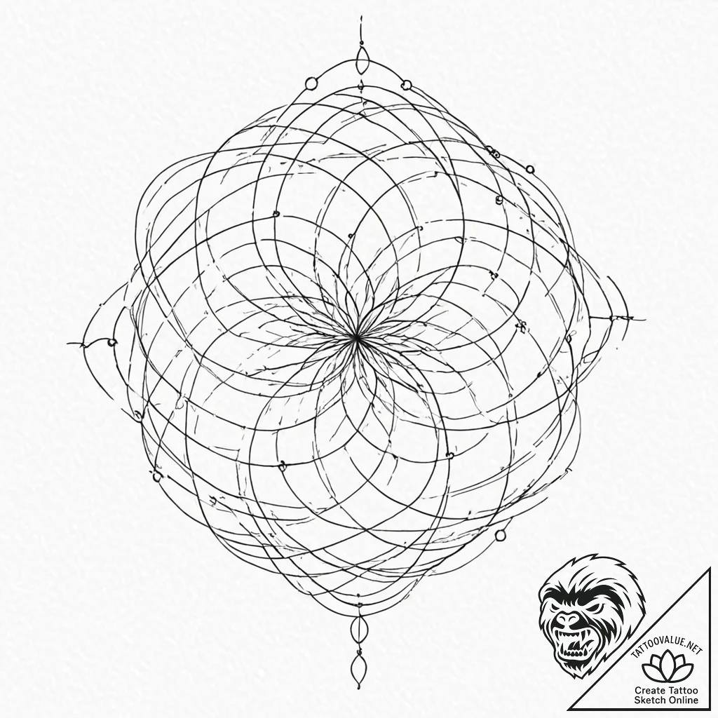 Tattoo sketch, weaver of quantum threads, a d... - tattoo sketch (№1752447303_0, 13.07.2025 22:55) — tattoovalue.net