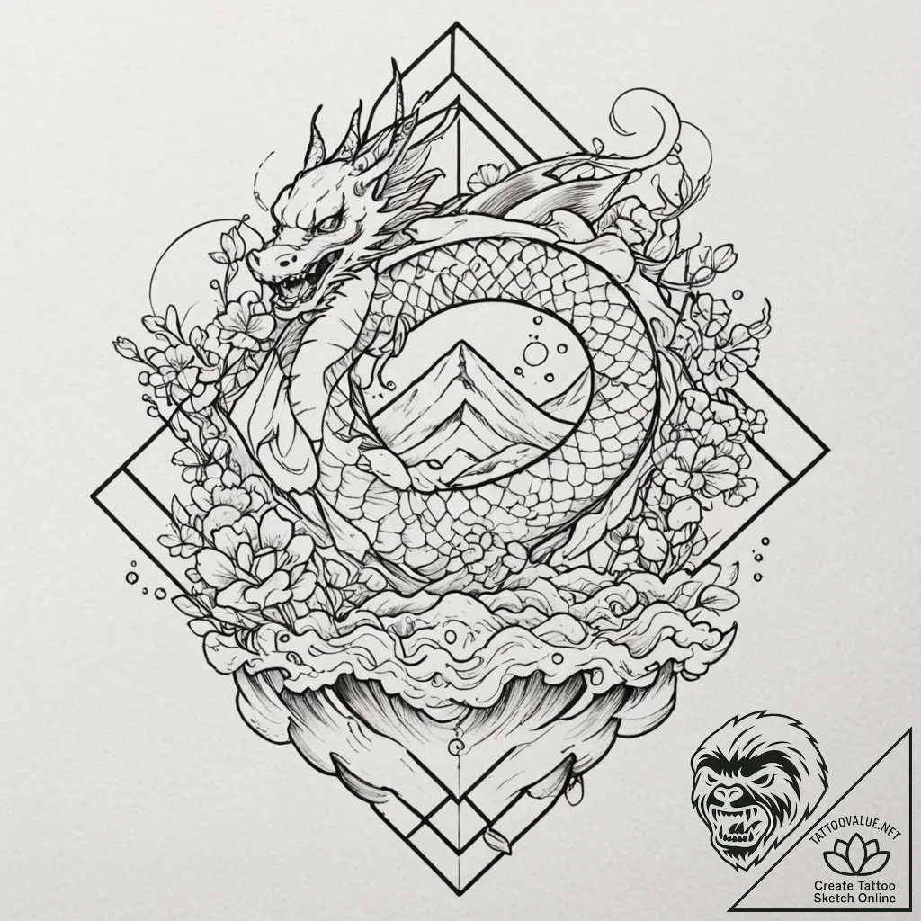 Tattoo sketch, blockchain ledger visualized a... - tattoo sketch (№1752447803_0, 13.07.2025 23:03) — tattoovalue.net