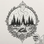 Tattoo sketch, nocturnal nomad’s campfire (di… – tattoo sketch (№1752447887_0, 13.07.2025 23:04) — tattoovalue.net