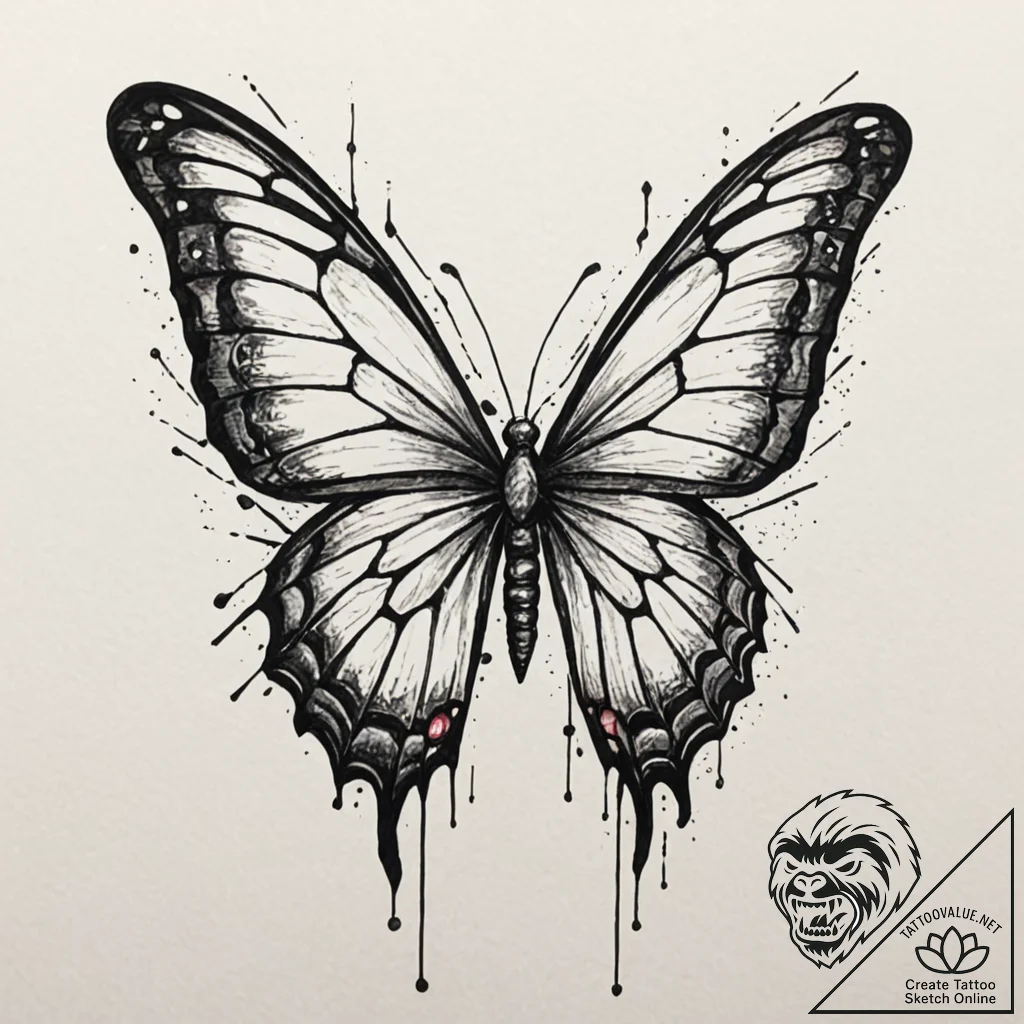 Tattoo sketch, butterfly with wings made of s... - tattoo sketch (№1752447971_0, 13.07.2025 23:06) — tattoovalue.net