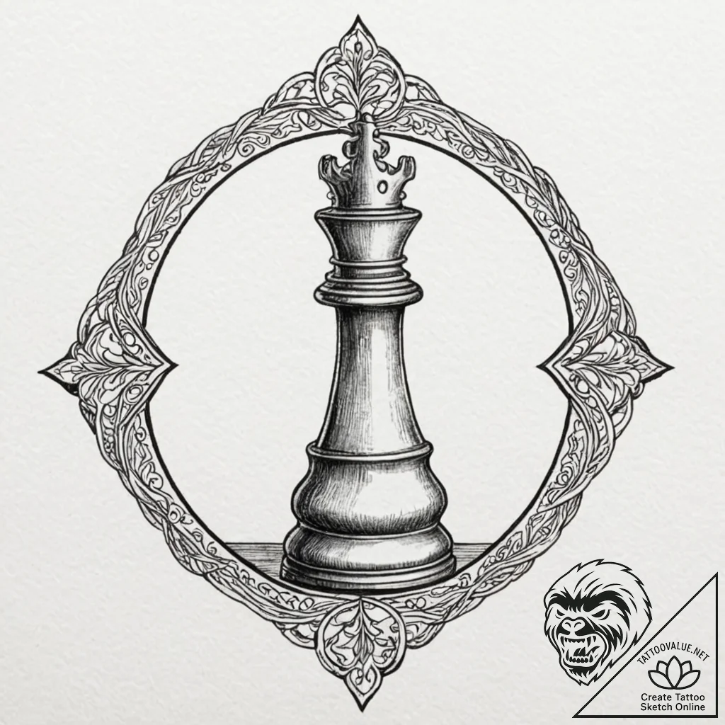 Tattoo sketch, galactic chess piece, a single... - tattoo sketch (№1752448054_0, 13.07.2025 23:07) — tattoovalue.net