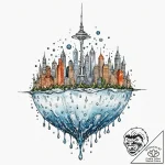 Tattoo sketch, distant city in a droplet, a s… – tattoo sketch (№1752448307_0, 13.07.2025 23:11) — tattoovalue.net