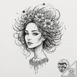 Tattoo sketch, opened mind, cosmic bloom, a s… – tattoo sketch (№1752448895_0, 13.07.2025 23:21) — tattoovalue.net