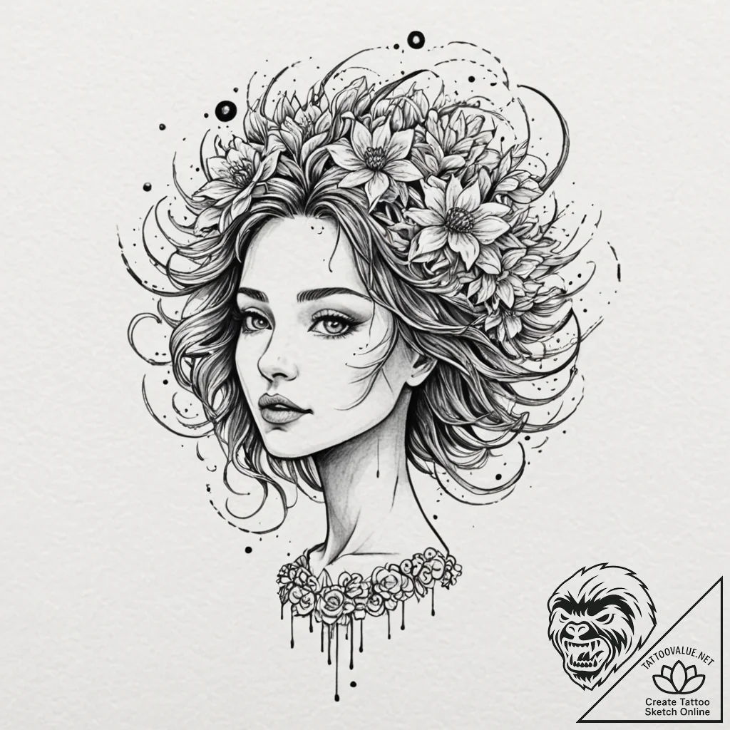 Tattoo sketch, opened mind, cosmic bloom, a s... - tattoo sketch (№1752448895_0, 13.07.2025 23:21) — tattoovalue.net