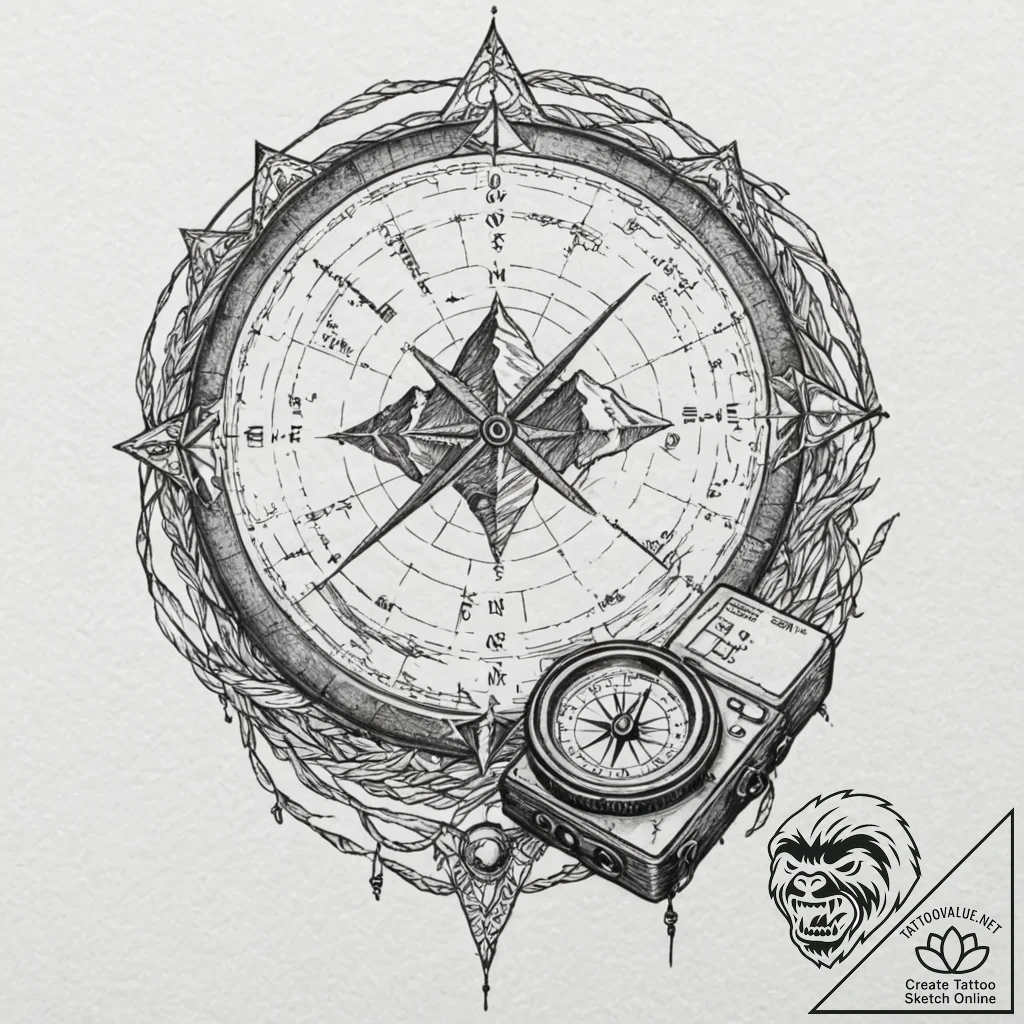 Tattoo sketch, wilderness survival kit, digit... - tattoo sketch (№1752449061_0, 13.07.2025 23:24) — tattoovalue.net