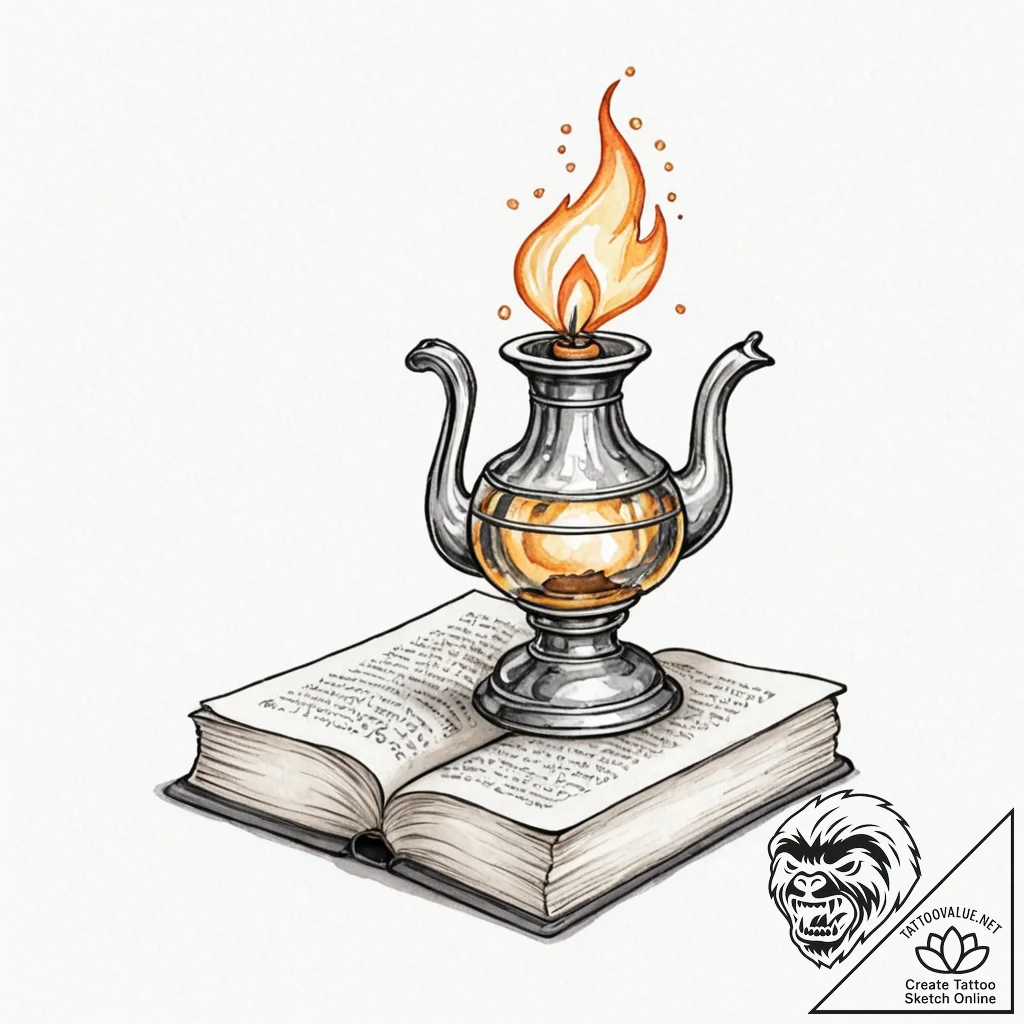 Tattoo sketch, luminary lamp of learning, an... - tattoo sketch (№1752449560_0, 13.07.2025 23:32) — tattoovalue.net