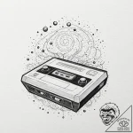 Tattoo sketch, retro console, cosmic cartridg… – tattoo sketch (№1752449727_0, 13.07.2025 23:35) — tattoovalue.net