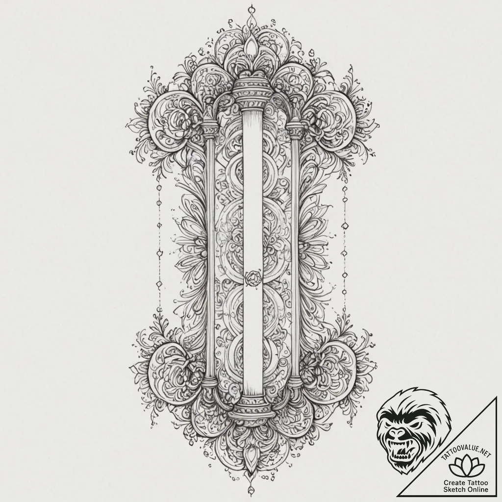 Tattoo sketch, philosophical pillar, quantum... - tattoo sketch (№1752449811_0, 13.07.2025 23:36) — tattoovalue.net