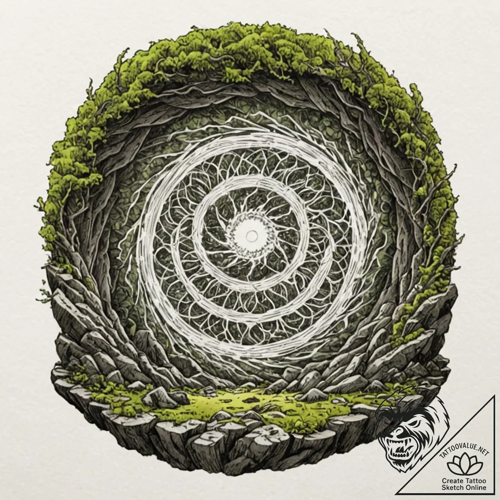 Tattoo sketch, vortex of ancient energy (revi... - tattoo sketch (№1752450482_0, 13.07.2025 23:48) — tattoovalue.net