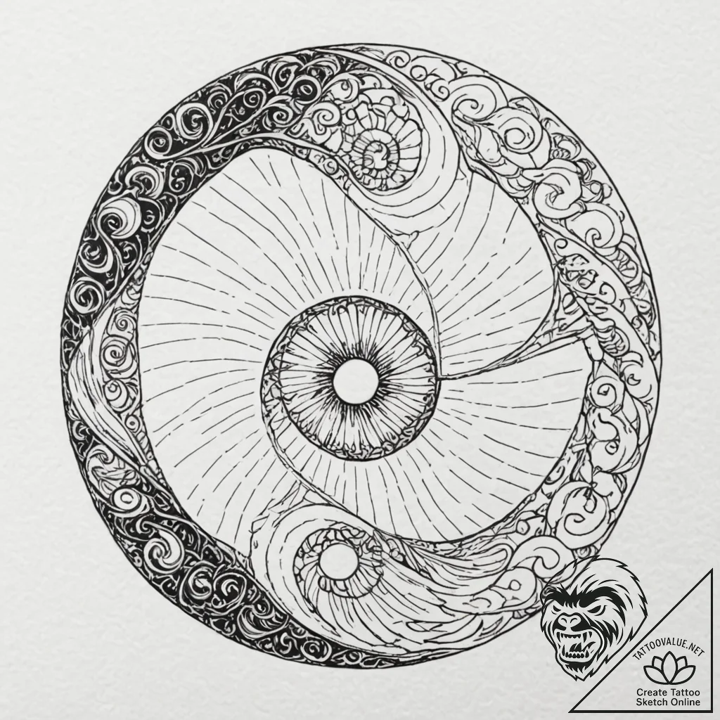 Tattoo sketch, elemental equilibrium, a perfe... - tattoo sketch (№1752450566_0, 13.07.2025 23:49) — tattoovalue.net