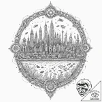 Tattoo sketch, undersea luminous city (bio-di… – tattoo sketch (№1752450650_0, 13.07.2025 23:50) — tattoovalue.net