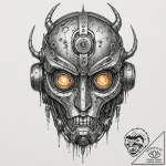 Tattoo sketch, rune-carved robot head, a deta… – tattoo sketch (№1752450816_0, 13.07.2025 23:53) — tattoovalue.net
