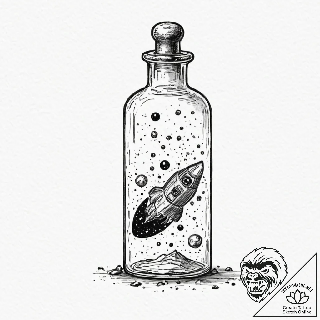 Tattoo sketch, an apothecary bottle containin... - tattoo sketch (№1752451492_0, 14.07.2025 00:04) — tattoovalue.net