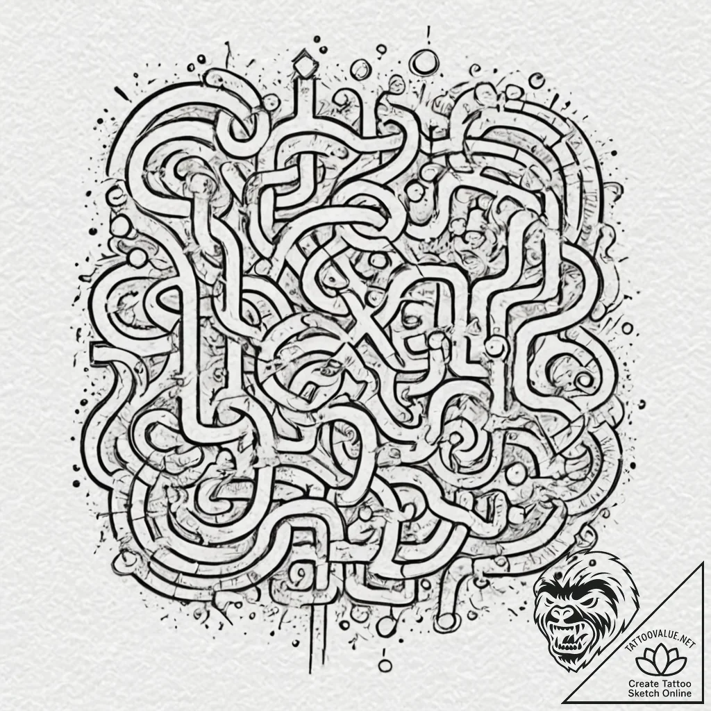 Tattoo sketch, questioning mind maze, a compl... - tattoo sketch (№1752451827_0, 14.07.2025 00:10) — tattoovalue.net