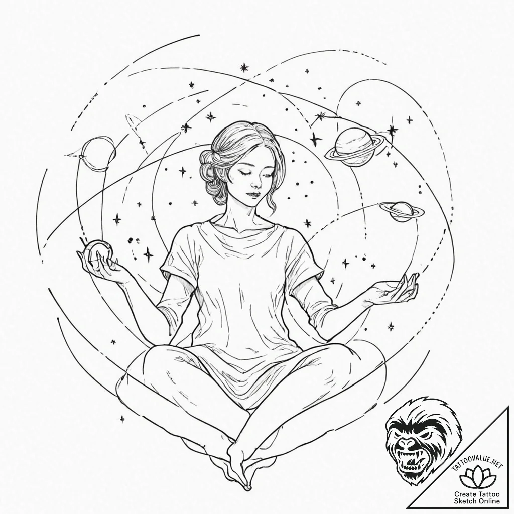 Tattoo sketch, invisible threads of fate (cos... - tattoo sketch (№1752452914_0, 14.07.2025 00:28) — tattoovalue.net