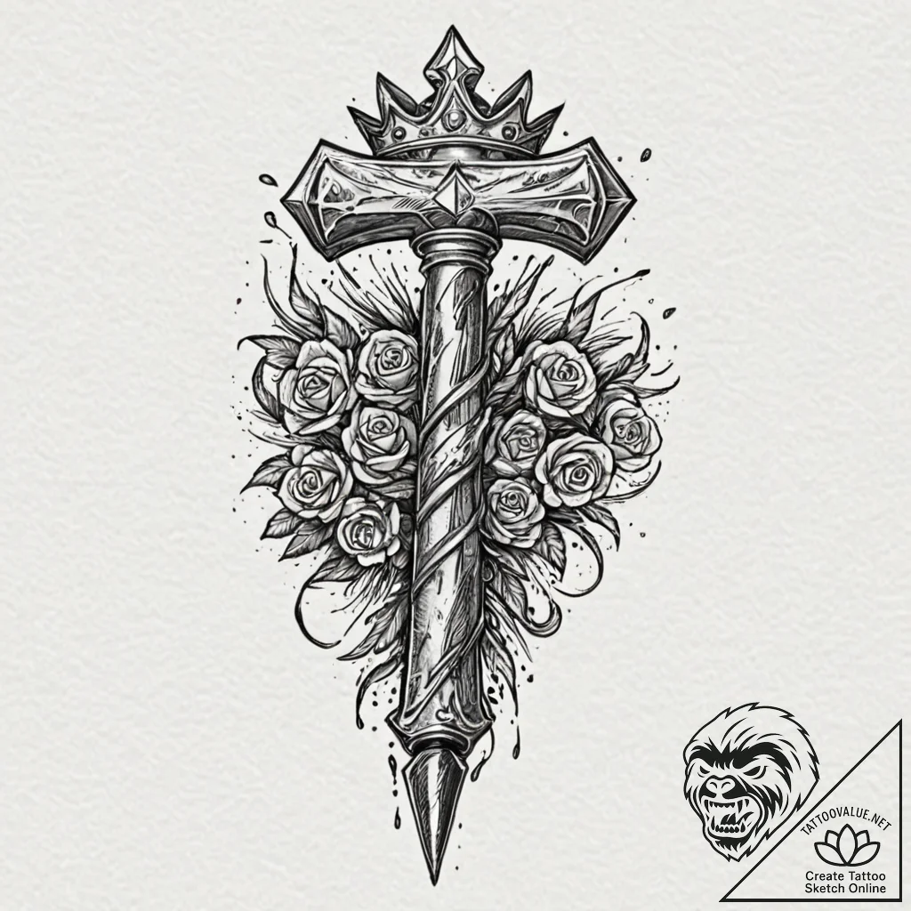Tattoo sketch, iconoclast's hammer, a powerfu... - tattoo sketch (№1752453332_0, 14.07.2025 00:35) — tattoovalue.net