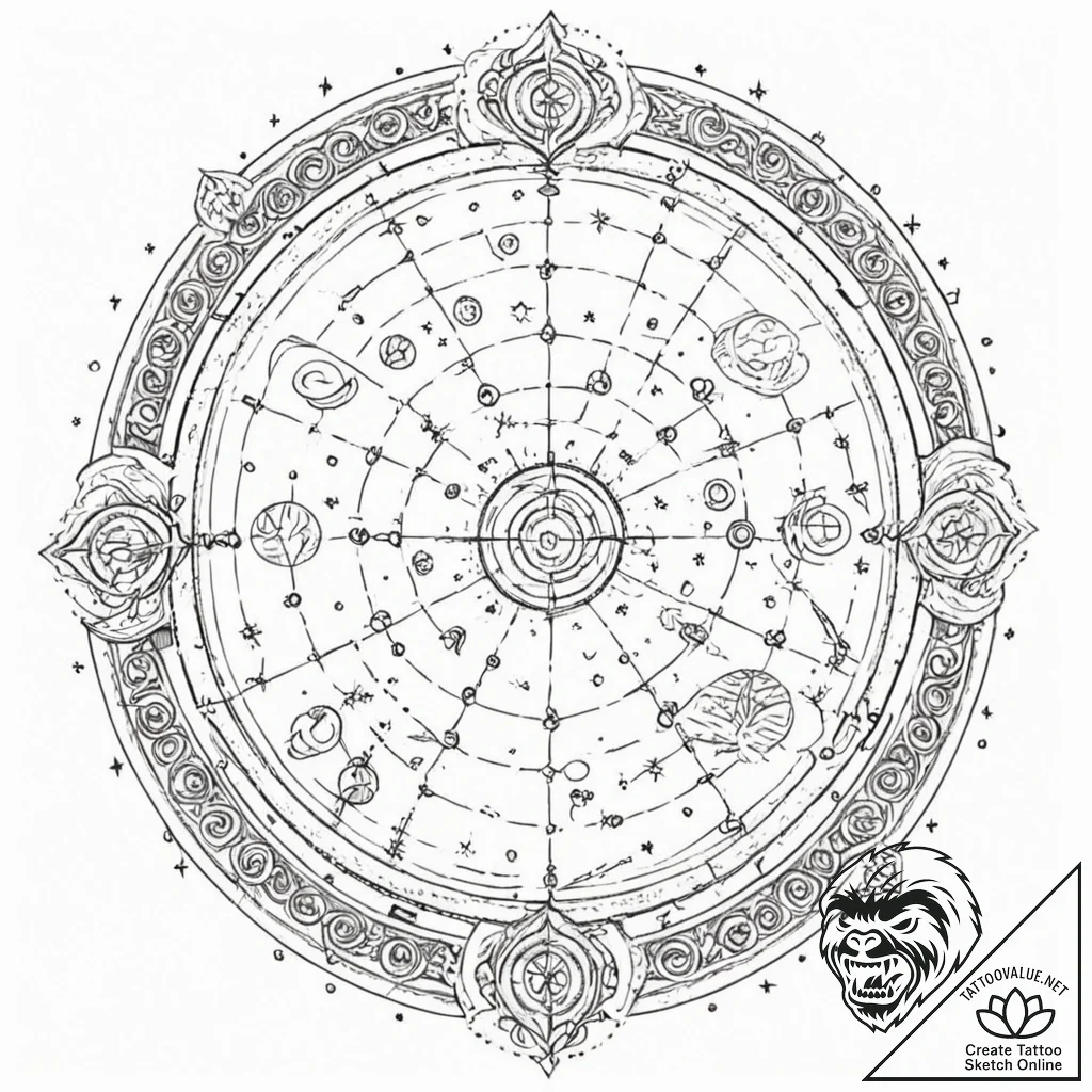 Tattoo sketch, voyager's vault of vows, a sty... - tattoo sketch (№1752453499_0, 14.07.2025 00:38) — tattoovalue.net