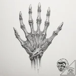Tattoo sketch, illuminated skeletal hand, a d… – tattoo sketch (№1752453583_0, 14.07.2025 00:39) — tattoovalue.net