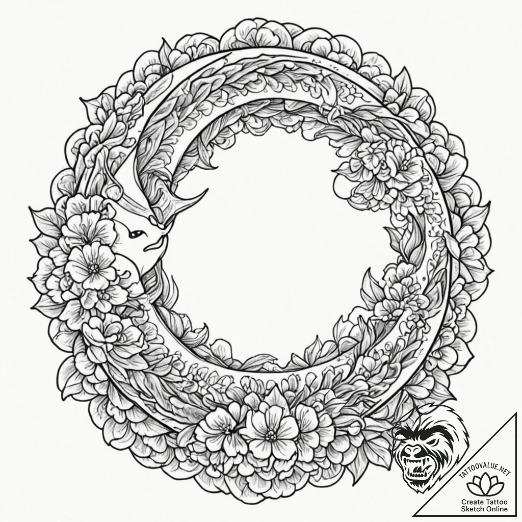Tattoo sketch, kaleidoscope moon, a crescent... - tattoo sketch (№1752453666_0, 14.07.2025 00:41) — tattoovalue.net