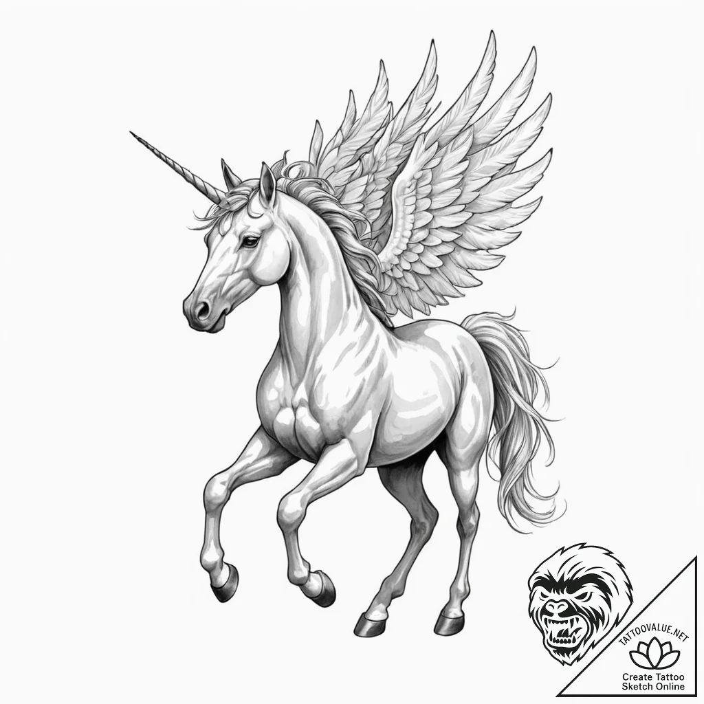 Tattoo sketch, iconic creature, digital skin,... - tattoo sketch (№1752454168_0, 14.07.2025 00:49) — tattoovalue.net