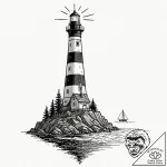 Tattoo sketch, pixelated lighthouse, guiding… – tattoo sketch (№1752454335_0, 14.07.2025 00:52) — tattoovalue.net