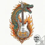 Tattoo sketch, bass guitar morphing into a ro… – tattoo sketch (№1752454502_0, 14.07.2025 00:55) — tattoovalue.net