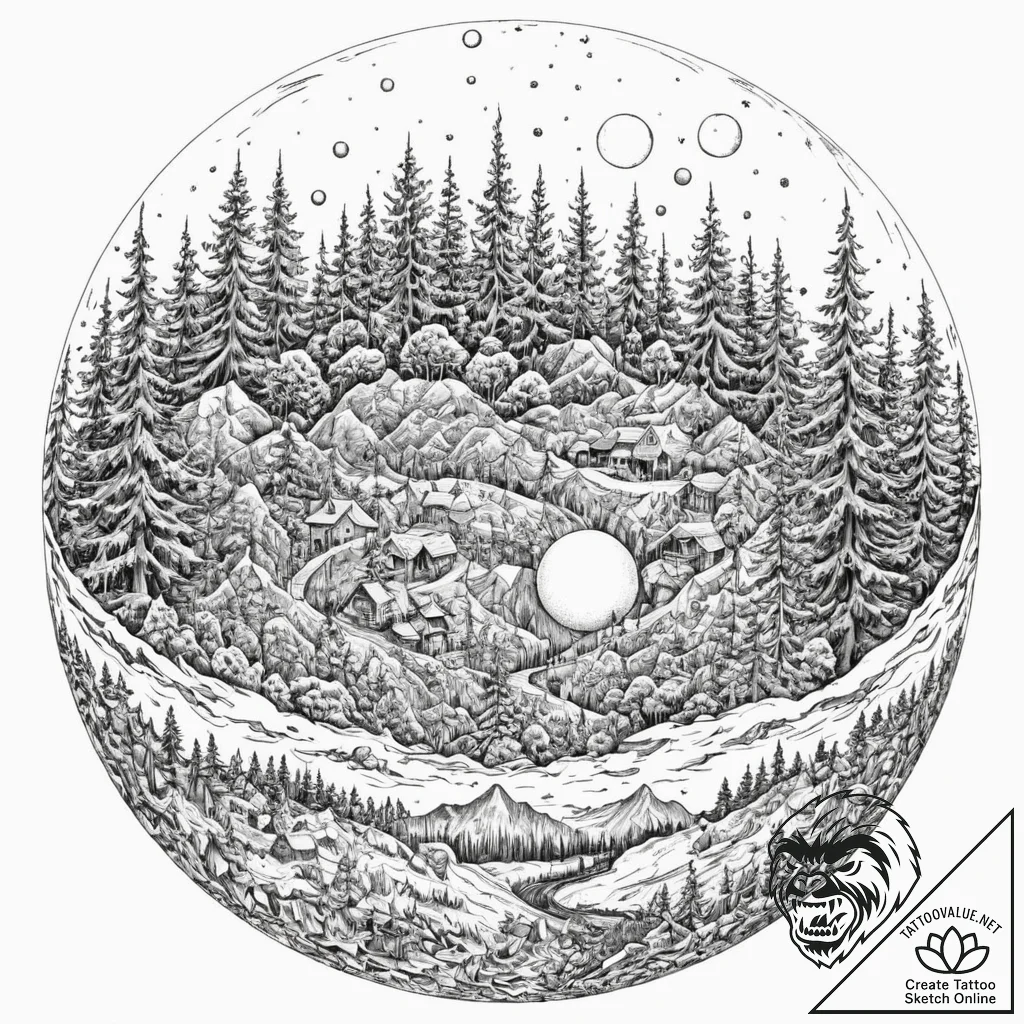 Tattoo sketch, layered reality orb, a transpa... - tattoo sketch (№1752454587_0, 14.07.2025 00:56) — tattoovalue.net