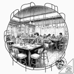 Tattoo sketch, dystopian diner, a classic ame… – tattoo sketch (№1752455006_0, 14.07.2025 01:03) — tattoovalue.net