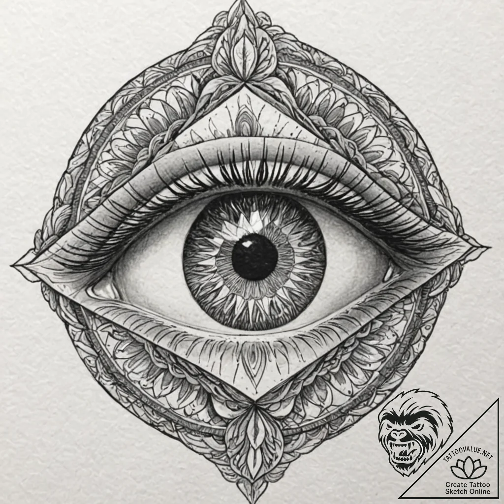 Tattoo sketch, quiet observer's kaleidoscope... - tattoo sketch (№1752455090_0, 14.07.2025 01:04) — tattoovalue.net