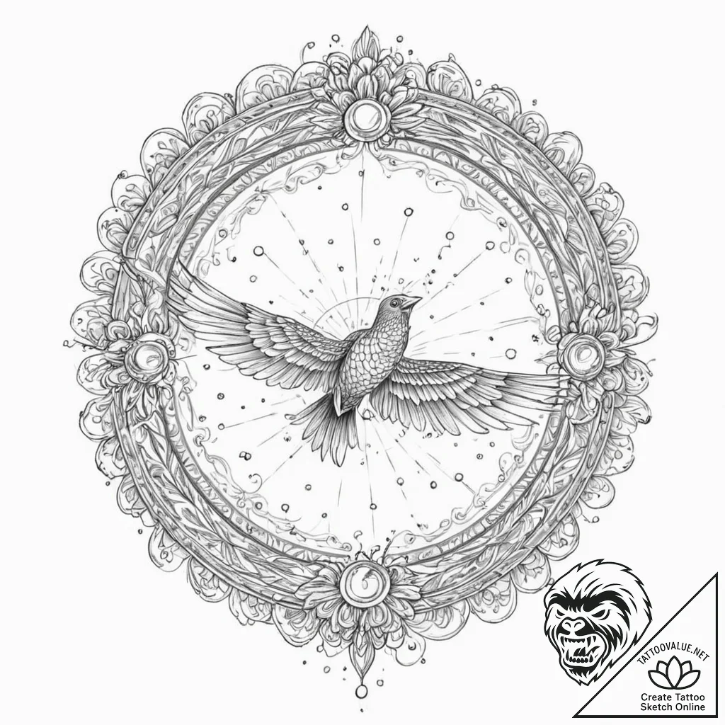 Tattoo sketch, quantum quasar quetzal, a magn... - tattoo sketch (№1752455175_0, 14.07.2025 01:06) — tattoovalue.net