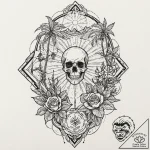 Tattoo sketch, thriving oasis in digital dese… – tattoo sketch (№1752455598_0, 14.07.2025 01:13) — tattoovalue.net