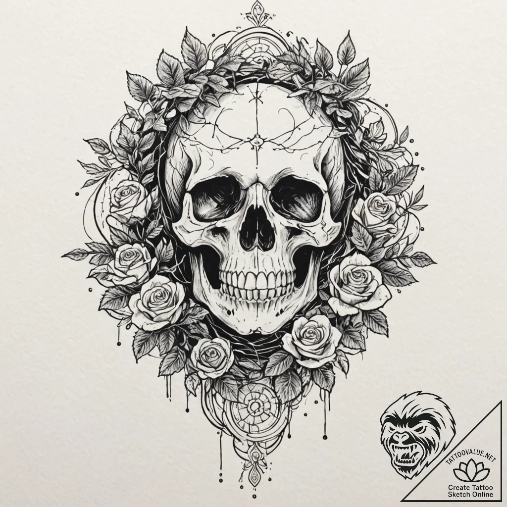 Tattoo sketch, forest spirit's data stream, a... - tattoo sketch (№1752455937_0, 14.07.2025 01:18) — tattoovalue.net