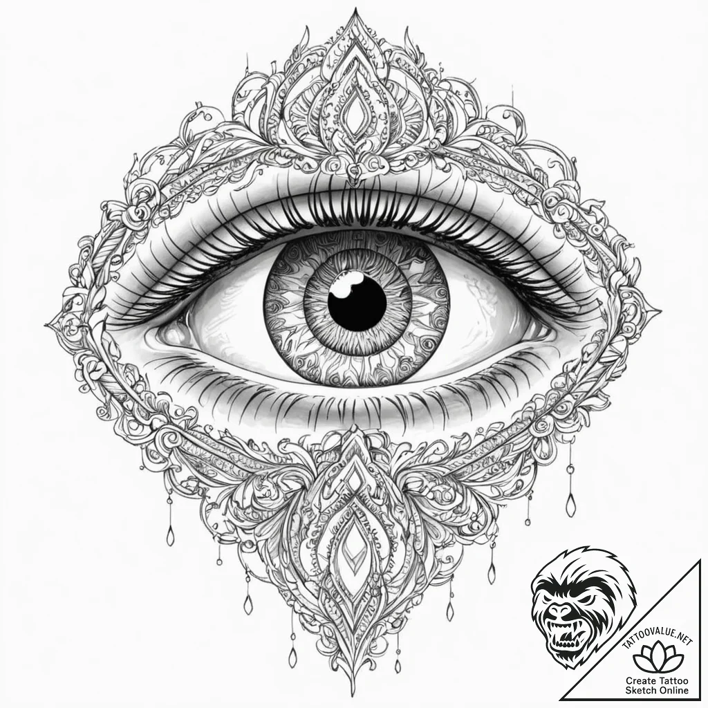 Tattoo sketch, watchful eye of the algorithm,... - tattoo sketch (№1752456272_0, 14.07.2025 01:24) — tattoovalue.net