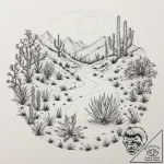Tattoo sketch, xeriscaped garden, data blooms… – tattoo sketch (№1752456438_0, 14.07.2025 01:27) — tattoovalue.net