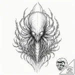 Tattoo sketch, xenobiotic seed pod, blooming… – tattoo sketch (№1752456855_0, 14.07.2025 01:34) — tattoovalue.net